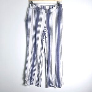 Veronica M Wide Leg Striped White Blue Pants